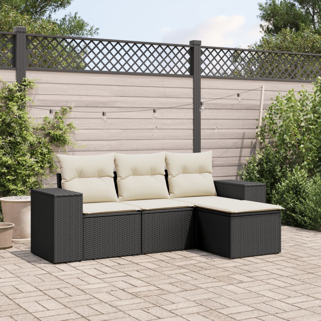 8721012948174_m_en_hd_1 vidaXL 4 Piece Garden Sofa Set with Cushions Black Poly Rattan - Image 1