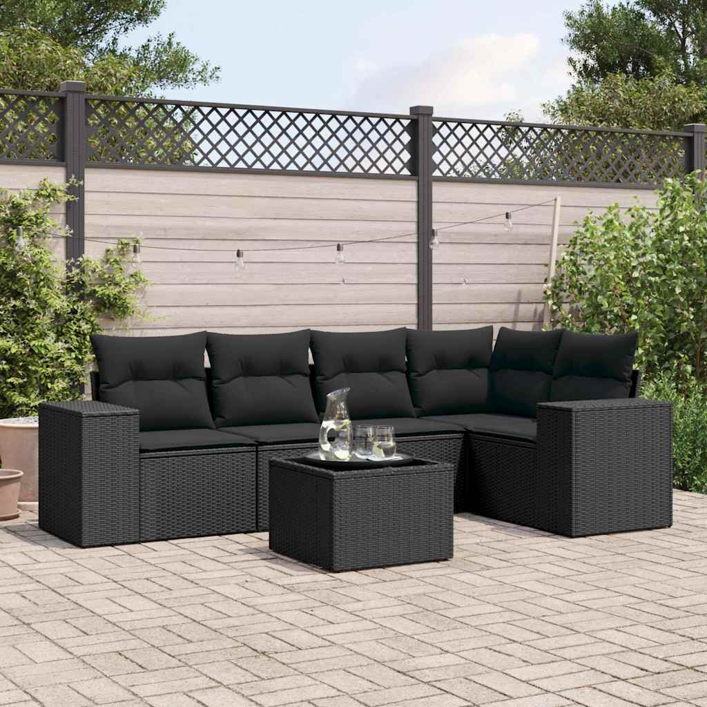 8721012948860_m_en_hd_1 vidaXL 6 Piece Garden Sofa Set with Cushions Black Poly Rattan - Image 1