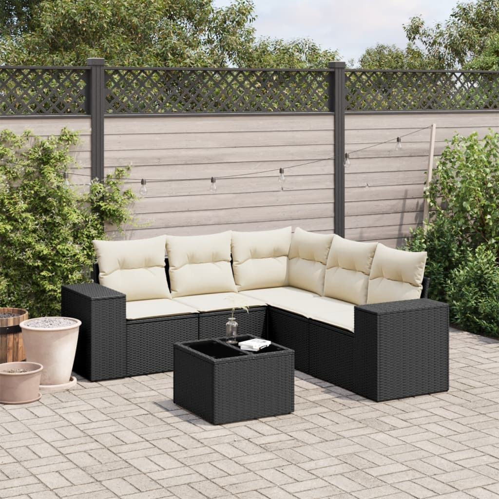 8721012949072_m_en_hd_1 vidaXL 6 Piece Garden Sofa Set with Cushions Black Poly Rattan - Image 1