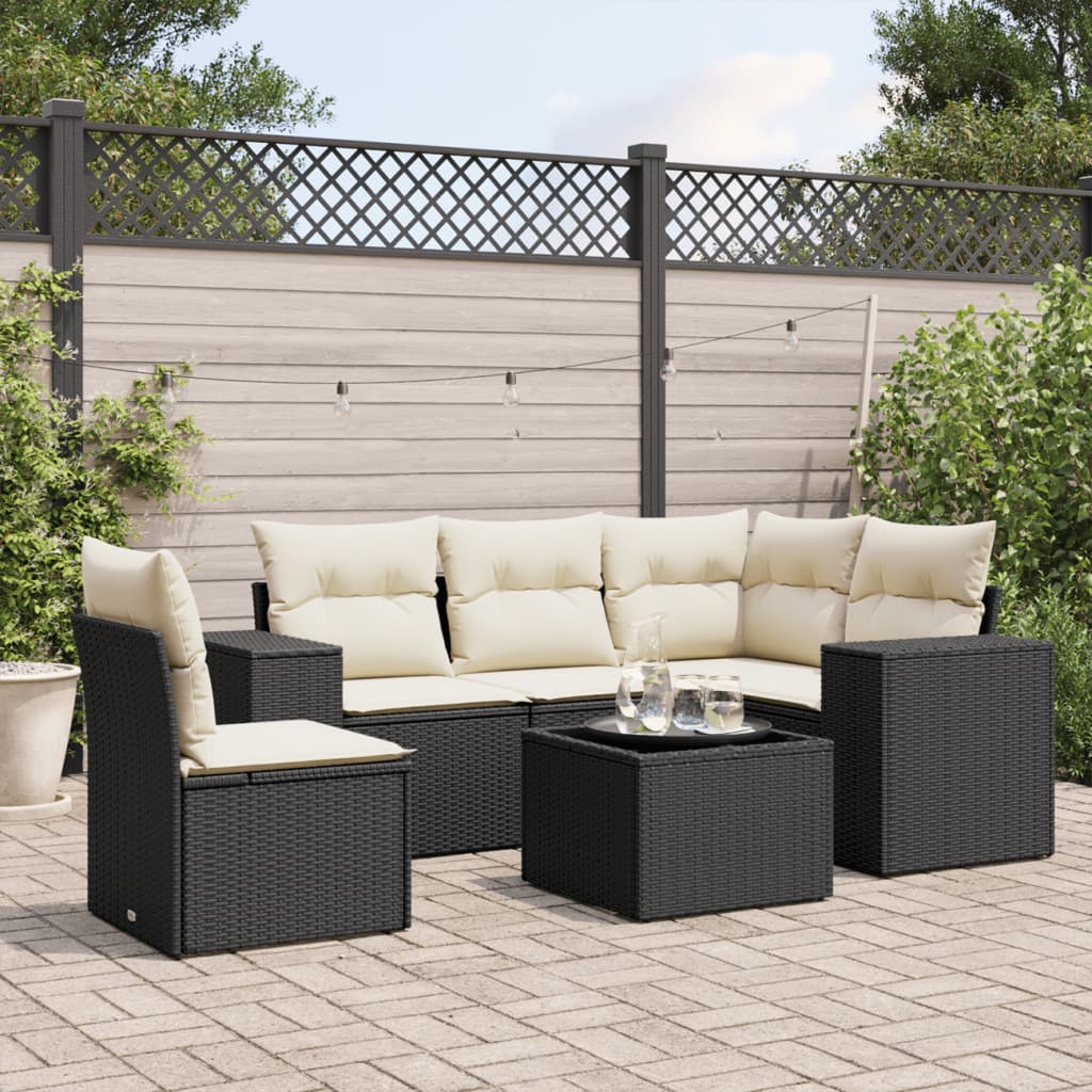8721012949270_m_en_hd_1 vidaXL 6 Piece Garden Sofa Set with Cushions Black Poly Rattan - Image 1
