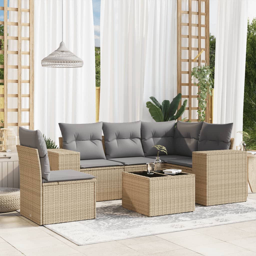 8721012949300_m_en_hd_1 vidaXL 6 Piece Garden Sofa Set with Cushions Beige Poly Rattan - Image 1