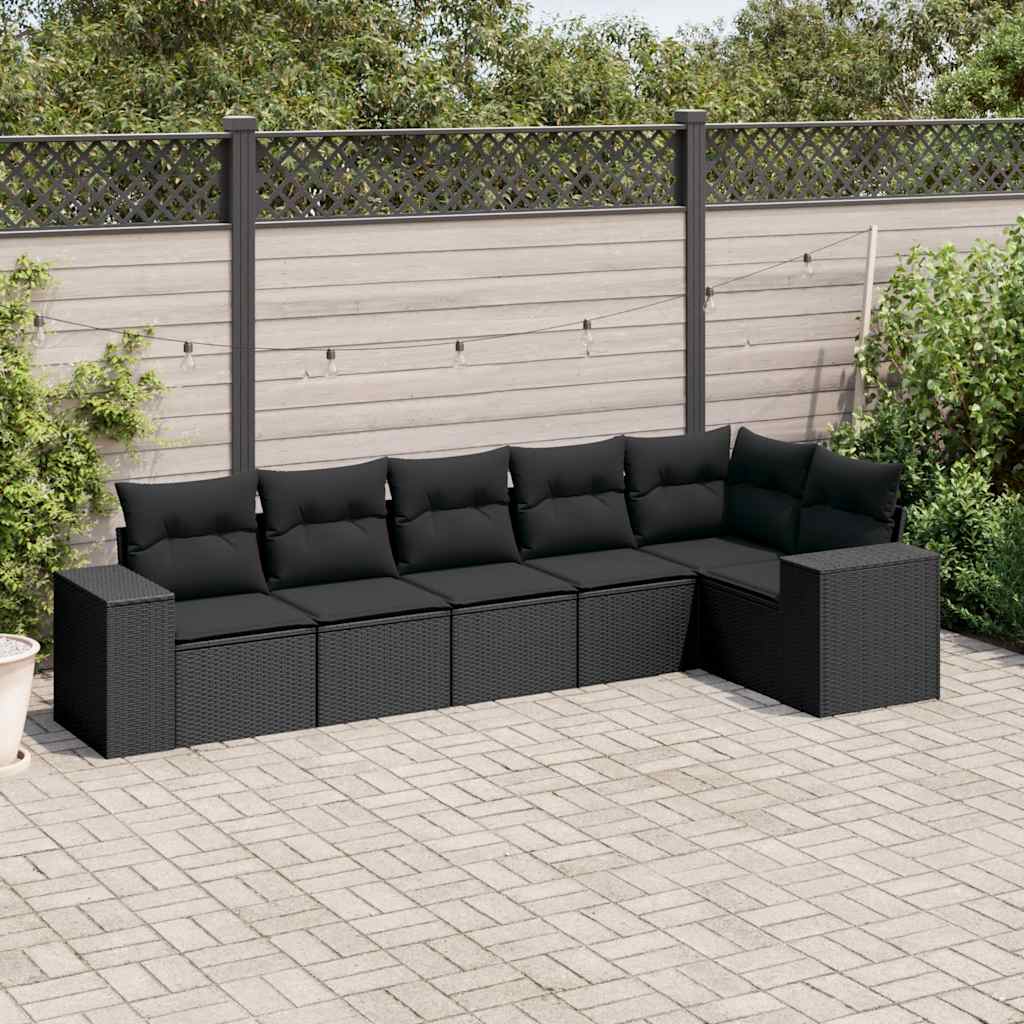 8721012949362_m_en_hd_1 vidaXL 6 Piece Garden Sofa Set with Cushions Black Poly Rattan - Image 1