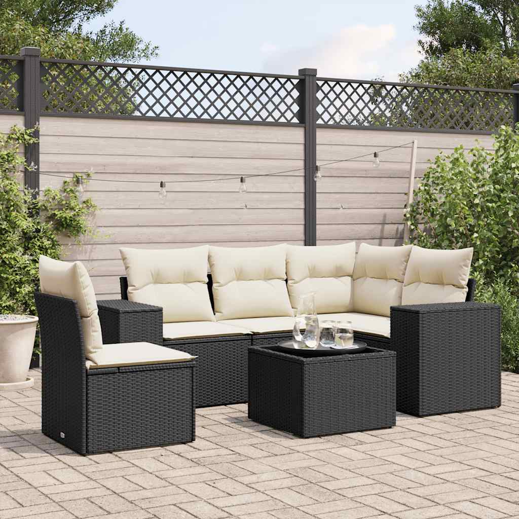 8721012949379_m_en_hd_1 vidaXL 6 Piece Garden Sofa Set with Cushions Black Poly Rattan - Image 1