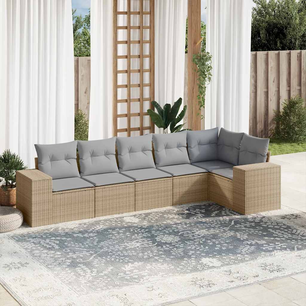 8721012949409_m_en_hd_1 vidaXL 6 Piece Garden Sofa Set with Cushions Beige Poly Rattan - Image 1