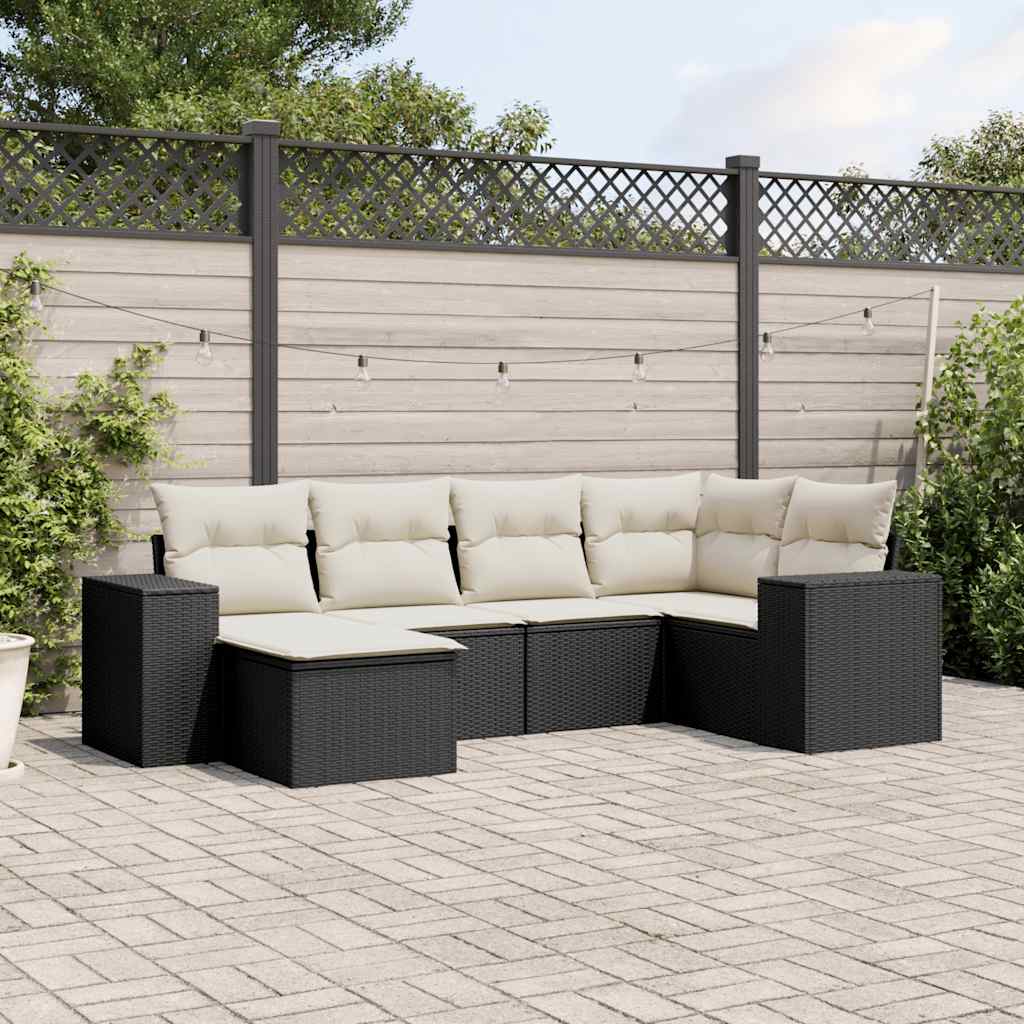 8721012952072_m_en_hd_1 vidaXL 6 Piece Garden Sofa Set with Cushions Black Poly Rattan - Image 1