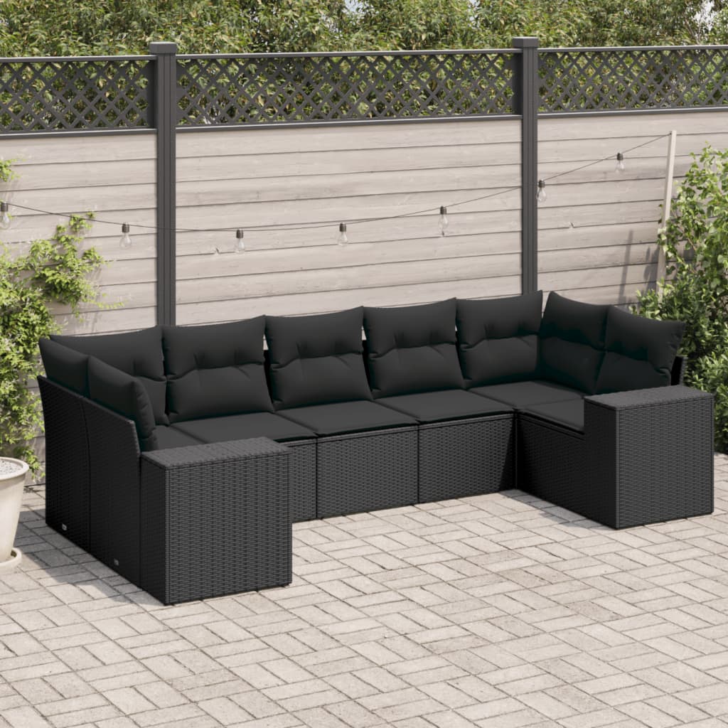 8721012953369_m_en_hd_1 vidaXL 7 Piece Garden Sofa Set with Cushions Black Poly Rattan - Image 1