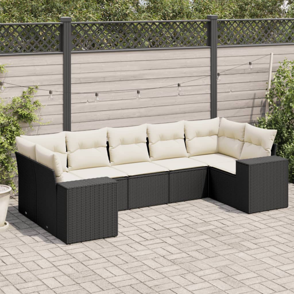 8721012953376_m_en_hd_1 vidaXL 7 Piece Garden Sofa Set with Cushions Black Poly Rattan - Image 1