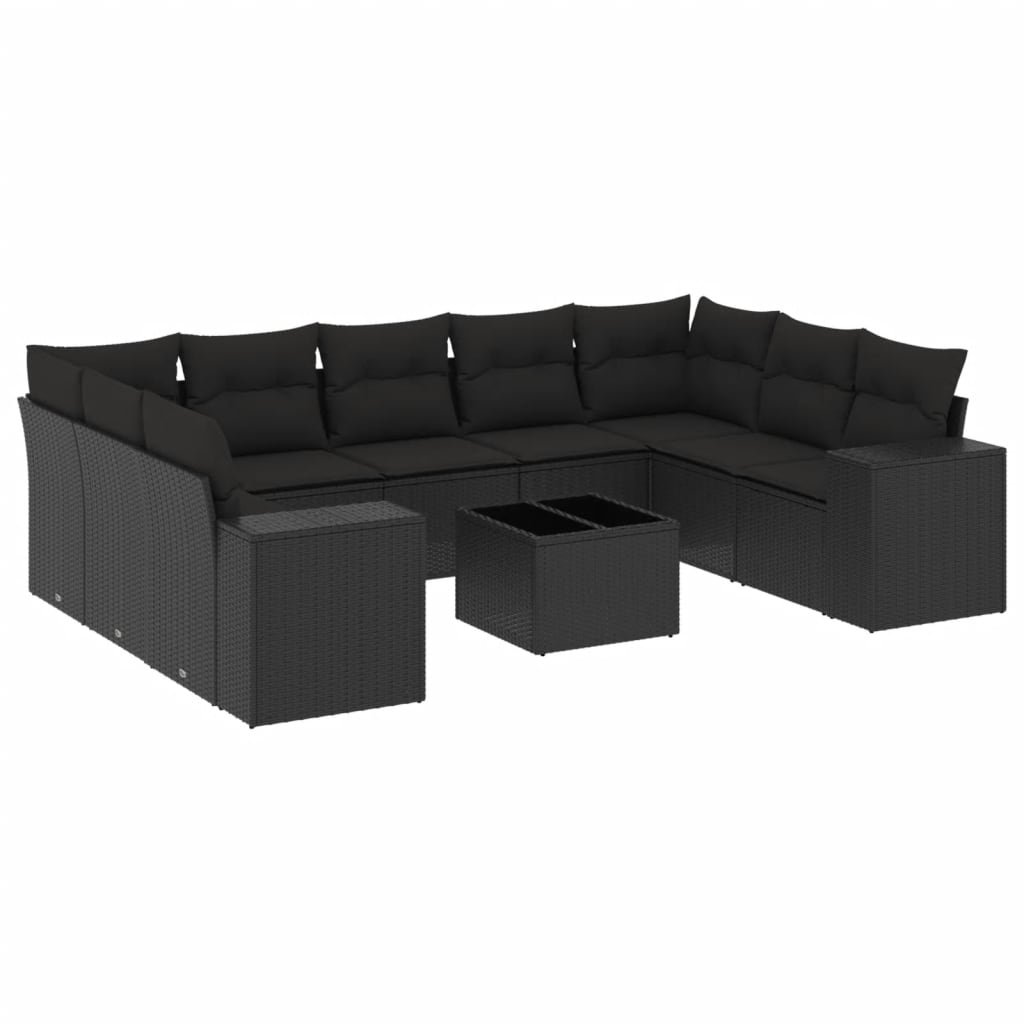 8721012953567_a_en_hd_1 vidaXL 10 Piece Garden Sofa Set with Cushions Black Poly Rattan - Image 2