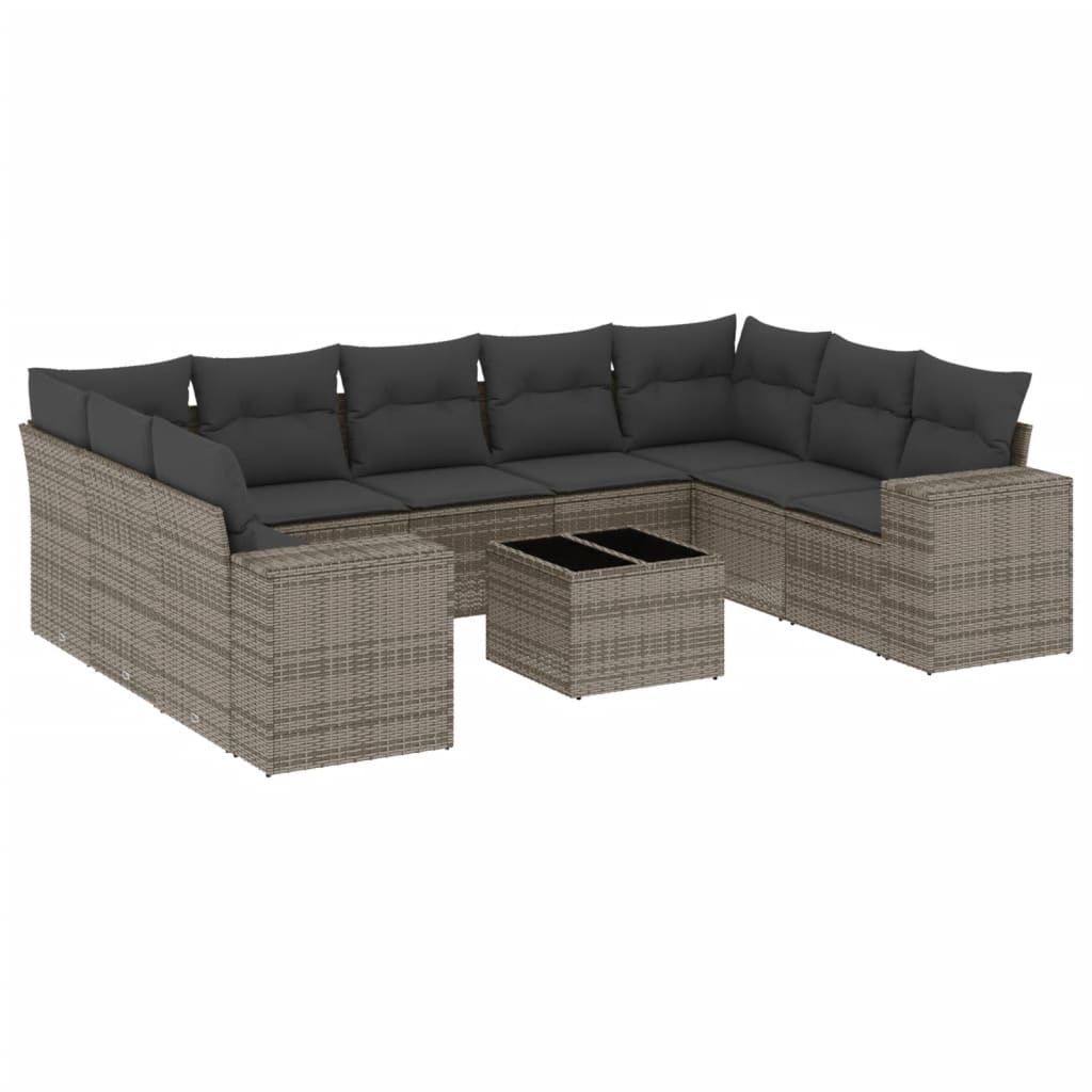 8721012953611_a_en_hd_1 vidaXL 10 Piece Garden Sofa Set with Cushions Grey Poly Rattan - Image 2