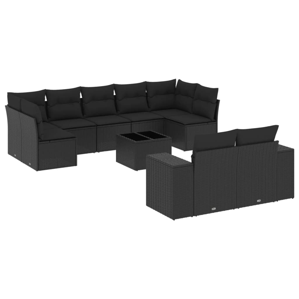 8721012953765_a_en_hd_1 vidaXL 10 Piece Garden Sofa Set with Cushions Black Poly Rattan - Image 2