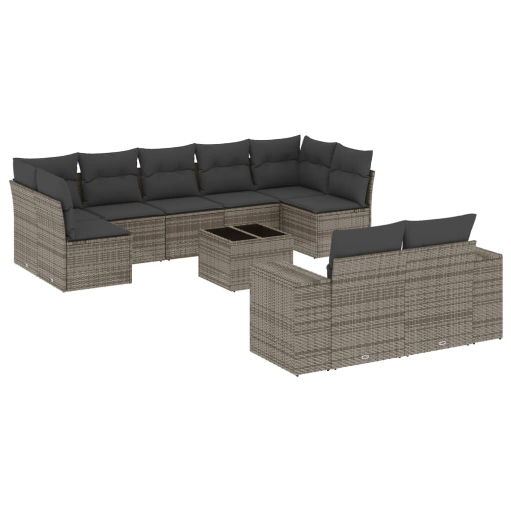 8721012953819_a_en_hd_1 vidaXL 10 Piece Garden Sofa Set with Cushions Grey Poly Rattan - Image 2