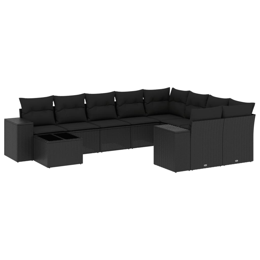 8721012954069_a_en_hd_1 vidaXL 10 Piece Garden Sofa Set with Cushions Black Poly Rattan - Image 2