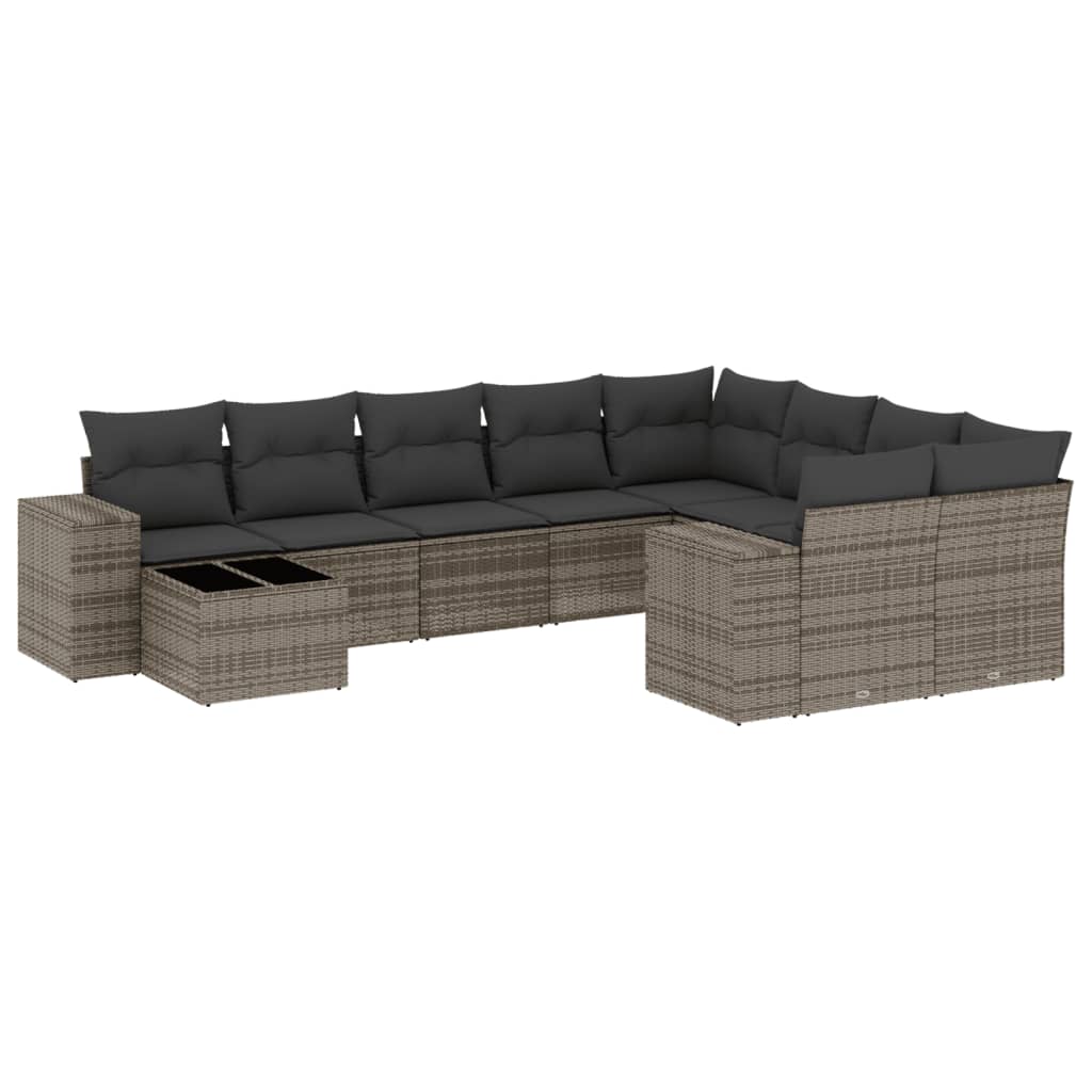 8721012954113_a_en_hd_1 vidaXL 10 Piece Garden Sofa Set with Cushions Grey Poly Rattan - Image 2