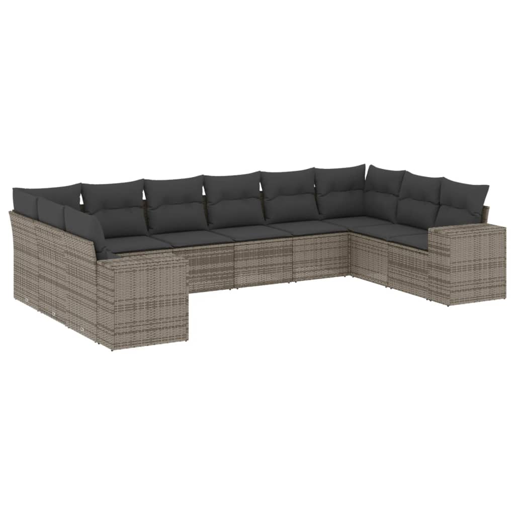 8721012954212_a_en_hd_1 vidaXL 10 Piece Garden Sofa Set with Cushions Grey Poly Rattan - Image 2