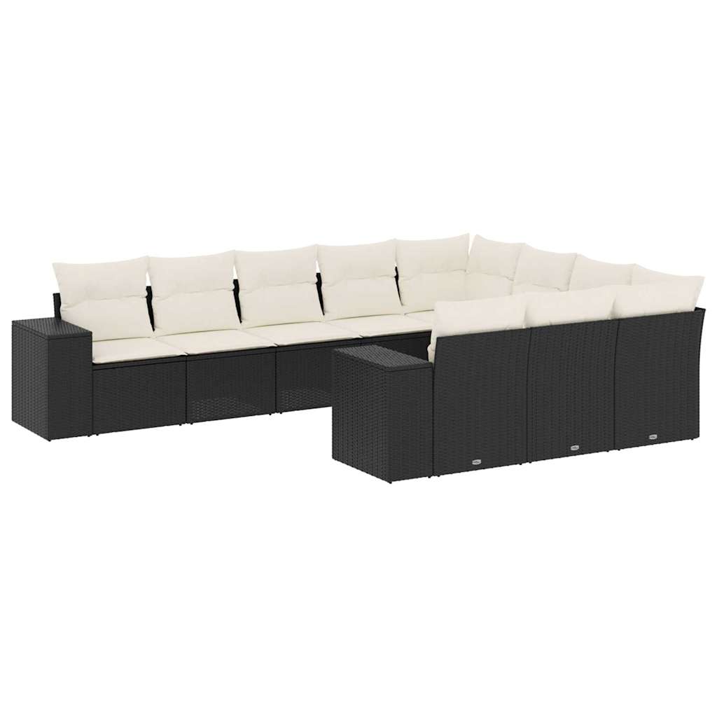 8721012954373_a_en_hd_1 vidaXL 10 Piece Garden Sofa Set with Cushions Black Poly Rattan - Image 2