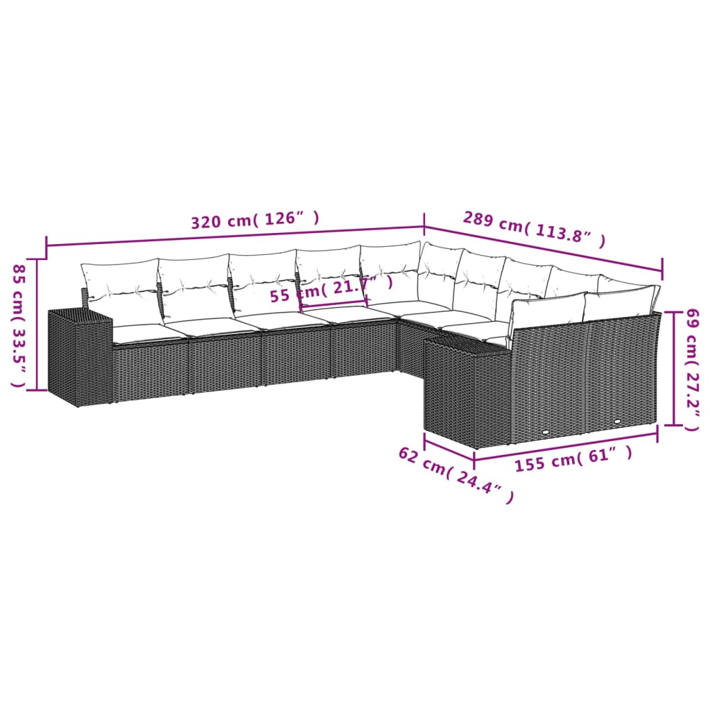 8721012954571_g_en_hd_5 vidaXL 10 Piece Garden Sofa Set with Cushions Black Poly Rattan - Image 7