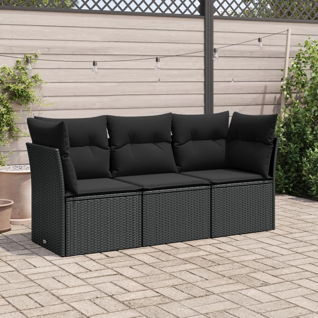8721012958067_m_en_hd_1 vidaXL 3 Piece Garden Sofa Set with Cushions Black Poly Rattan - Image 1