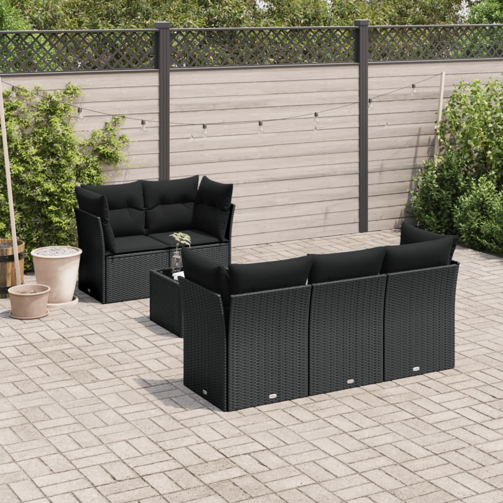 8721012958463_m_en_hd_1 vidaXL 6 Piece Garden Sofa Set with Cushions Black Poly Rattan - Image 1