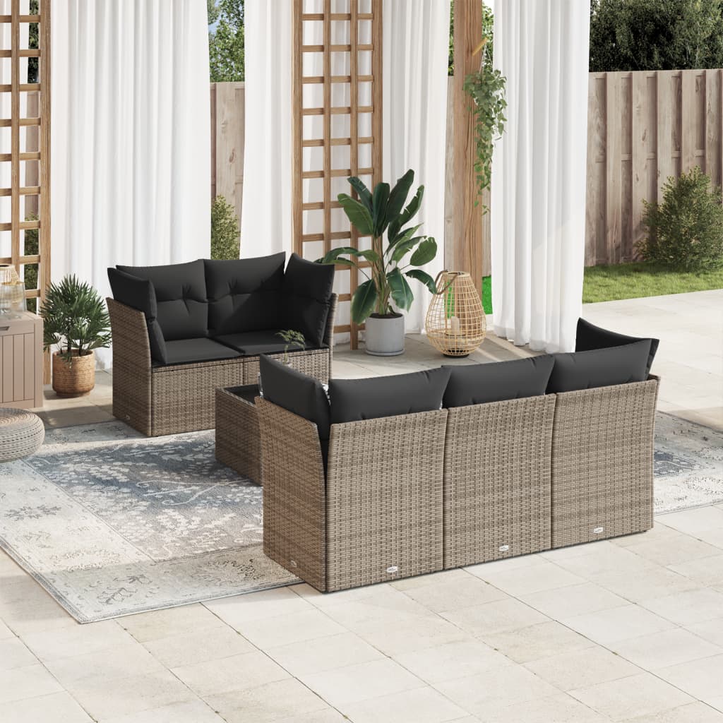 8721012958517_m_en_hd_1 vidaXL 6 Piece Garden Sofa Set with Cushions Grey Poly Rattan - Image 1