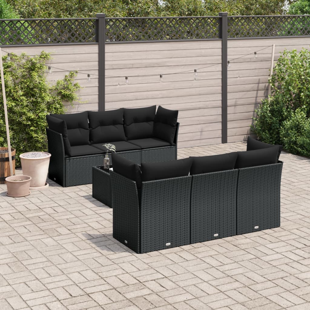 8721012958562_m_en_hd_1 vidaXL 7 Piece Garden Sofa Set with Cushions Black Poly Rattan - Image 1