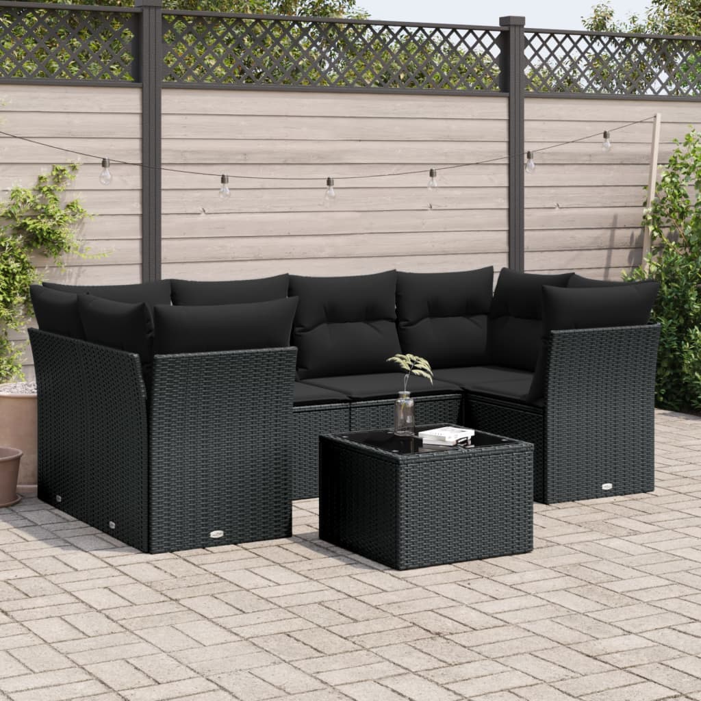 8721012958661_m_en_hd_1 vidaXL 7 Piece Garden Sofa Set with Cushions Black Poly Rattan - Image 1