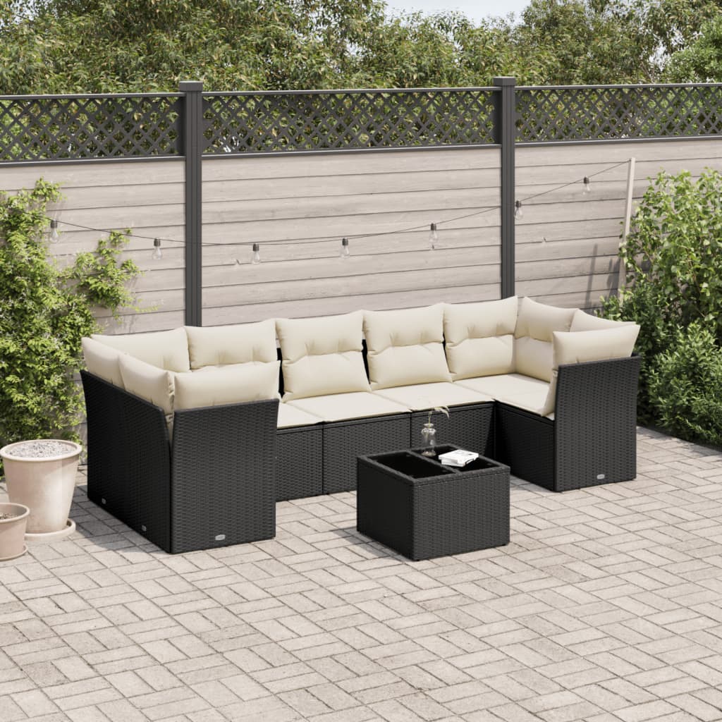 8721012958876_m_en_hd_1 vidaXL 8 Piece Garden Sofa Set with Cushions Black Poly Rattan - Image 1