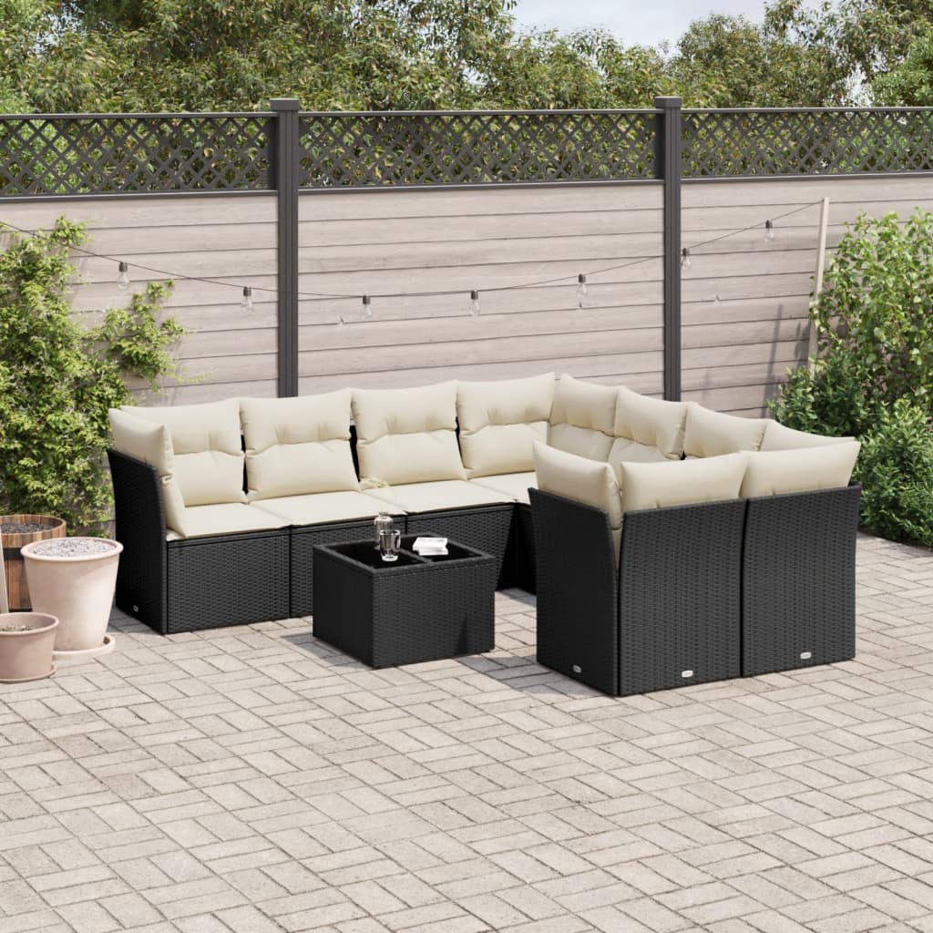 8721012959170_m_en_hd_1 vidaXL 9 Piece Garden Sofa Set with Cushions Black Poly Rattan - Image 1