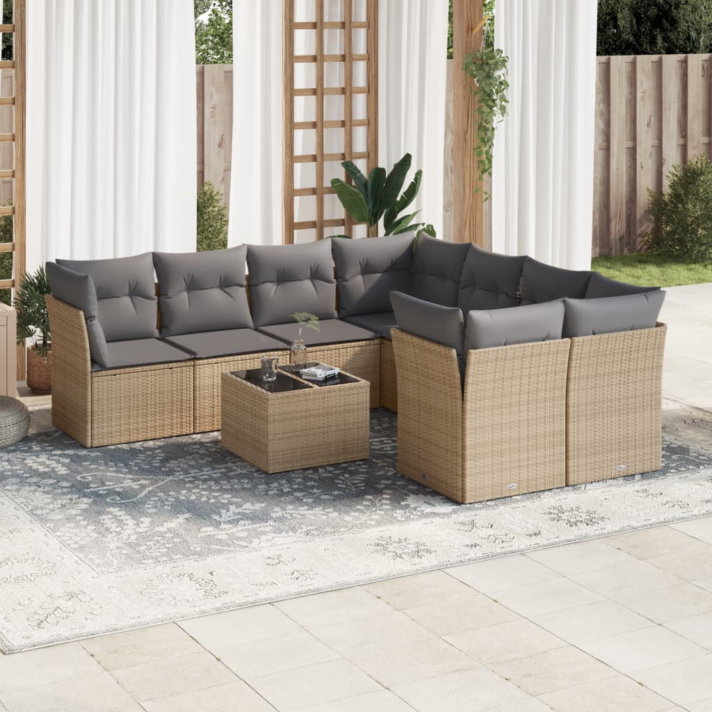 8721012959200_m_en_hd_1 vidaXL 9 Piece Garden Sofa Set with Cushions Beige Poly Rattan - Image 1
