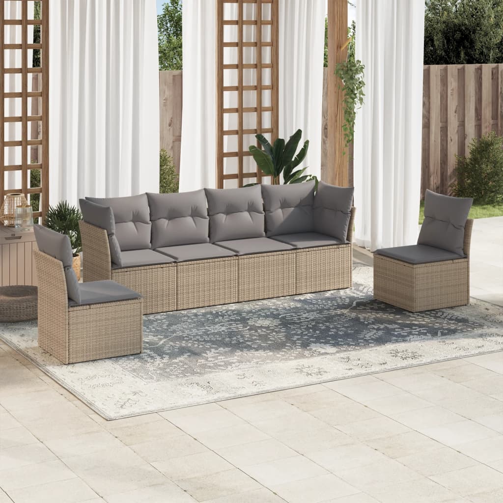 8721012959705_m_en_hd_1 vidaXL 6 Piece Garden Sofa Set with Cushions Beige Poly Rattan - Image 1