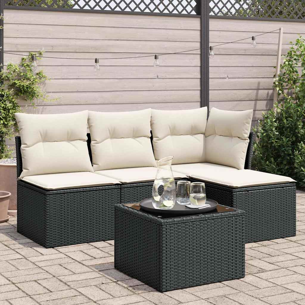 8721012961074_m_en_hd_1 vidaXL 5 Piece Garden Sofa Set with Cushions Black Poly Rattan - Image 1