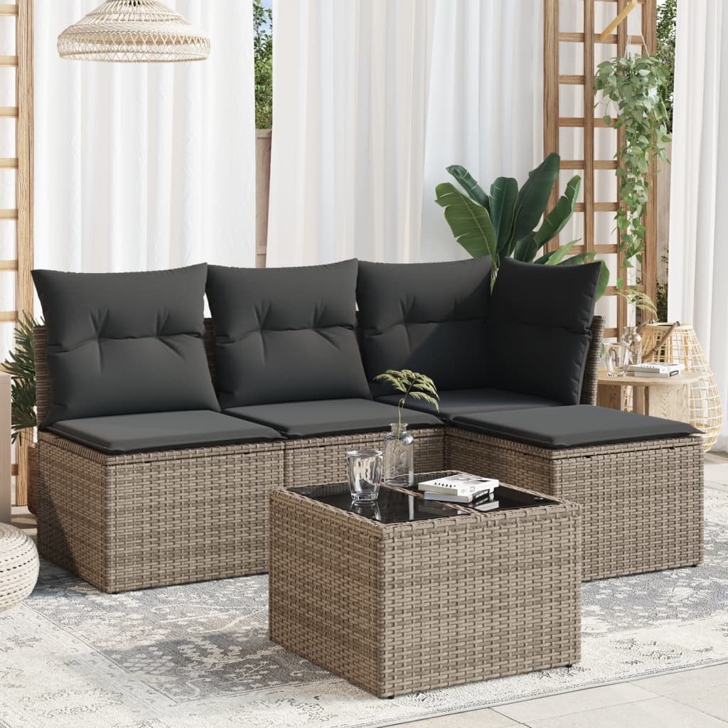 8721012961111_m_en_hd_1 vidaXL 5 Piece Garden Sofa Set with Cushions Grey Poly Rattan - Image 1
