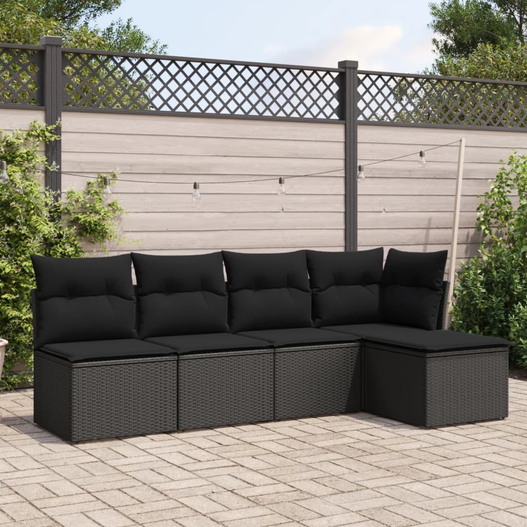 8721012961166_m_en_hd_1 vidaXL 5 Piece Garden Sofa Set with Cushions Black Poly Rattan - Image 1