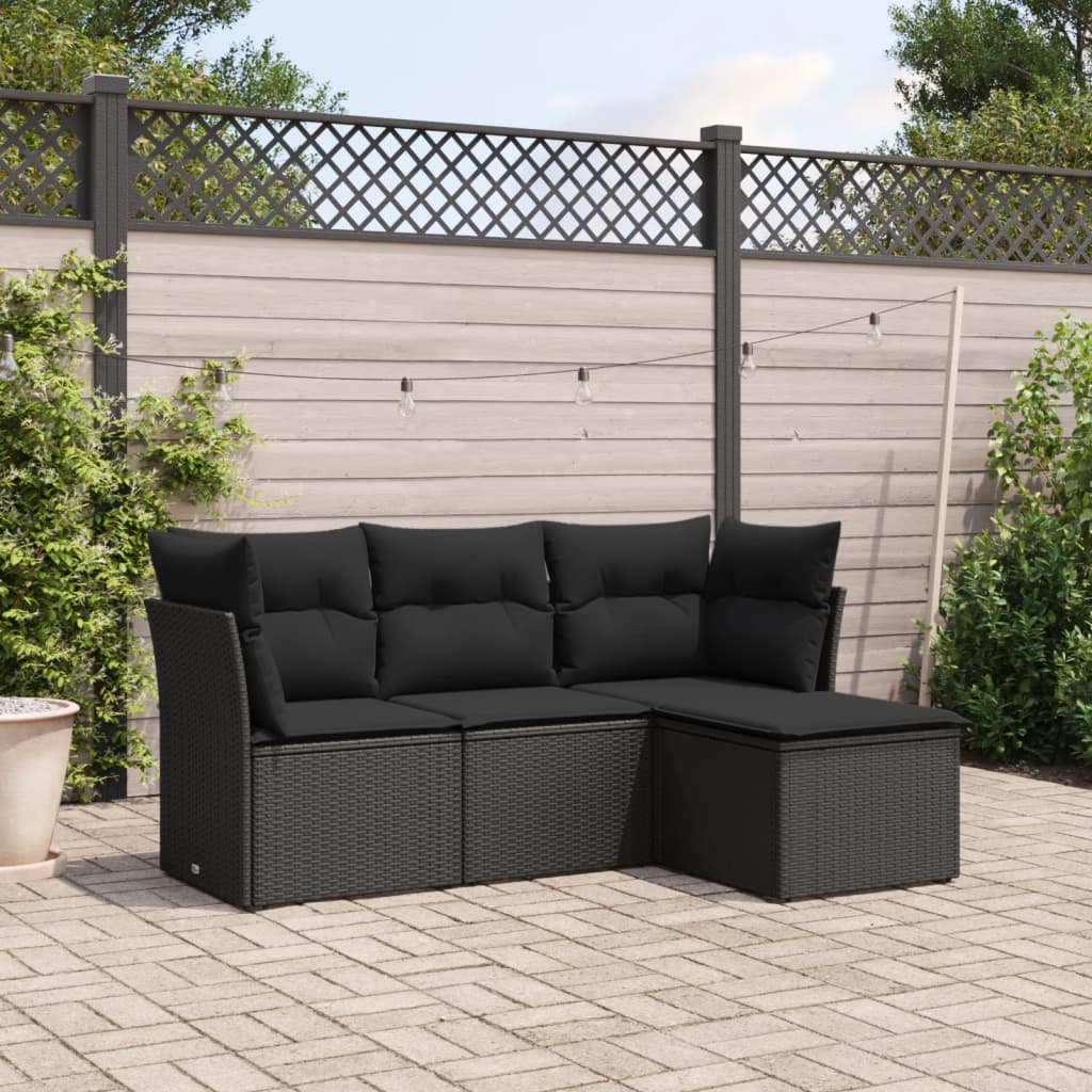 8721012961364_m_en_hd_1 vidaXL 4 Piece Garden Sofa Set with Cushions Black Poly Rattan - Image 1
