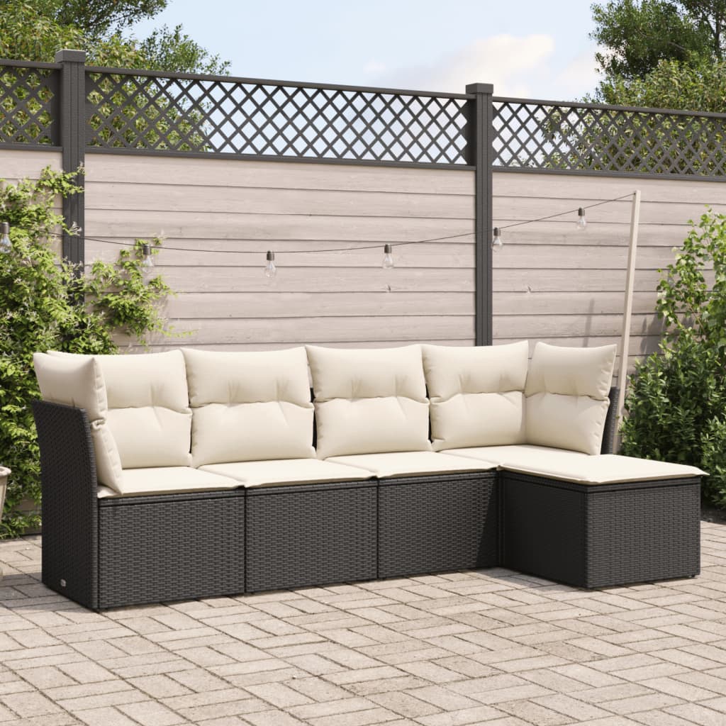 8721012961579_m_en_hd_1 vidaXL 5 Piece Garden Sofa Set with Cushions Black Poly Rattan - Image 1