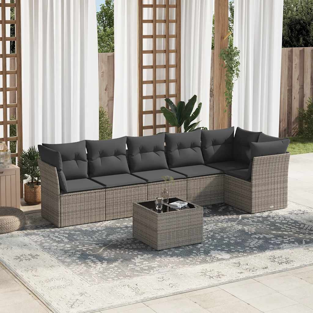 8721012962712_m_en_hd_1 vidaXL 7 Piece Garden Sofa Set with Cushions Grey Poly Rattan - Image 1
