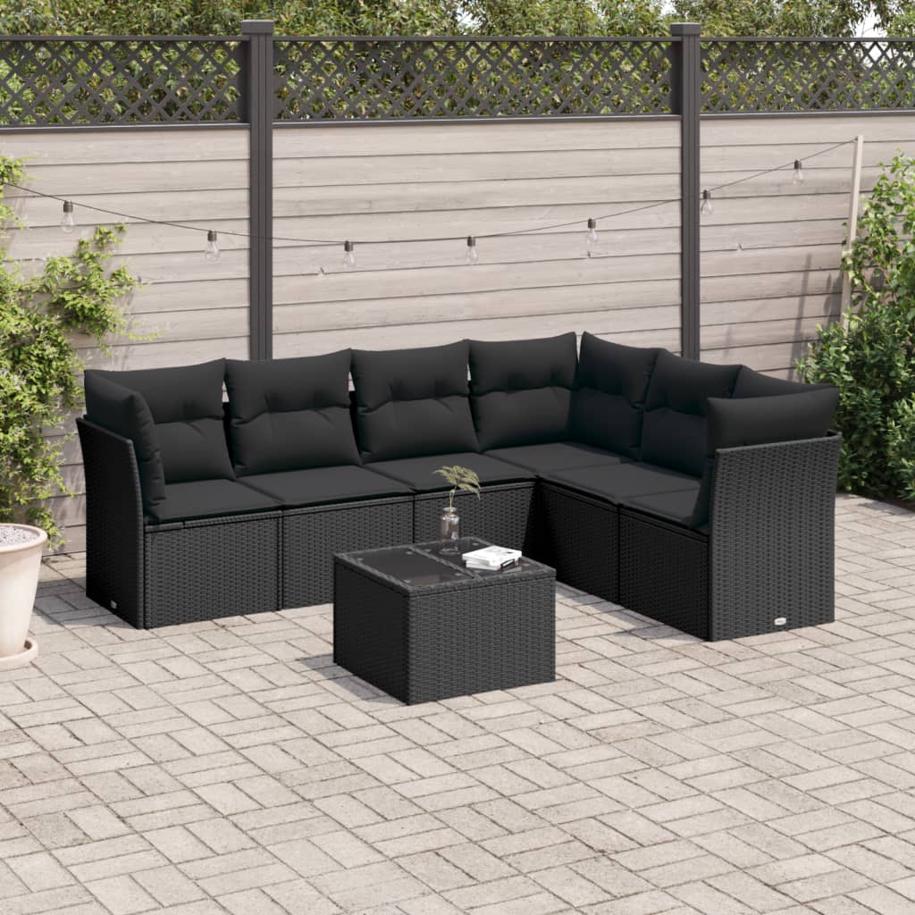 8721012962866_m_en_hd_1 vidaXL 7 Piece Garden Sofa Set with Cushions Black Poly Rattan - Image 1
