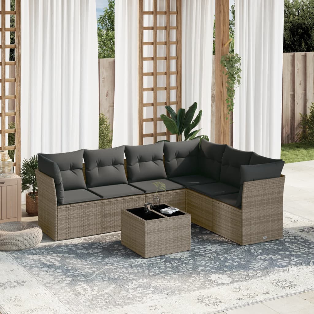 8721012962910_m_en_hd_1 vidaXL 7 Piece Garden Sofa Set with Cushions Grey Poly Rattan - Image 1