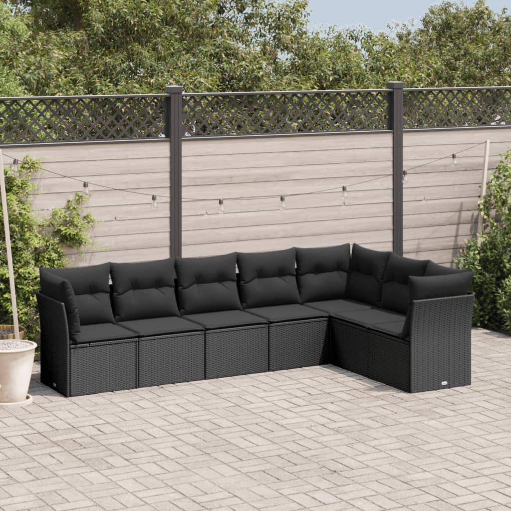 8721012963368_m_en_hd_1 vidaXL 7 Piece Garden Sofa Set with Cushions Black Poly Rattan - Image 1