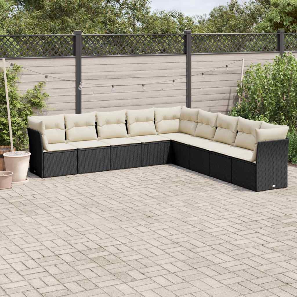 8721012963771_m_en_hd_1 vidaXL 9 Piece Garden Sofa Set with Cushions Black Poly Rattan - Image 1