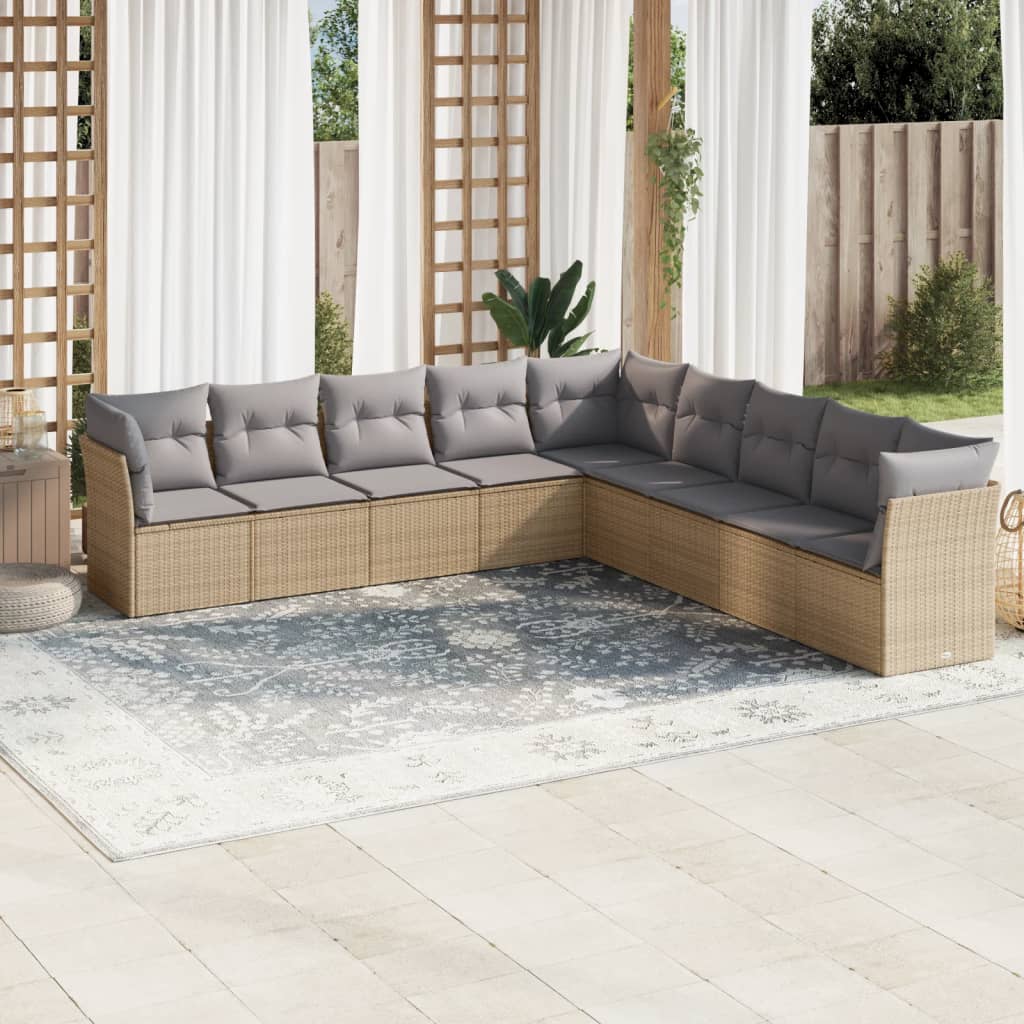 8721012963801_m_en_hd_1 vidaXL 9 Piece Garden Sofa Set with Cushions Beige Poly Rattan - Image 1