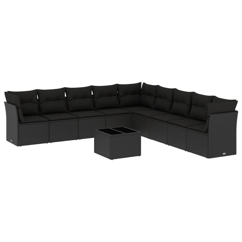 8721012963863_a_en_hd_1 vidaXL 10 Piece Garden Sofa Set with Cushions Black Poly Rattan - Image 2