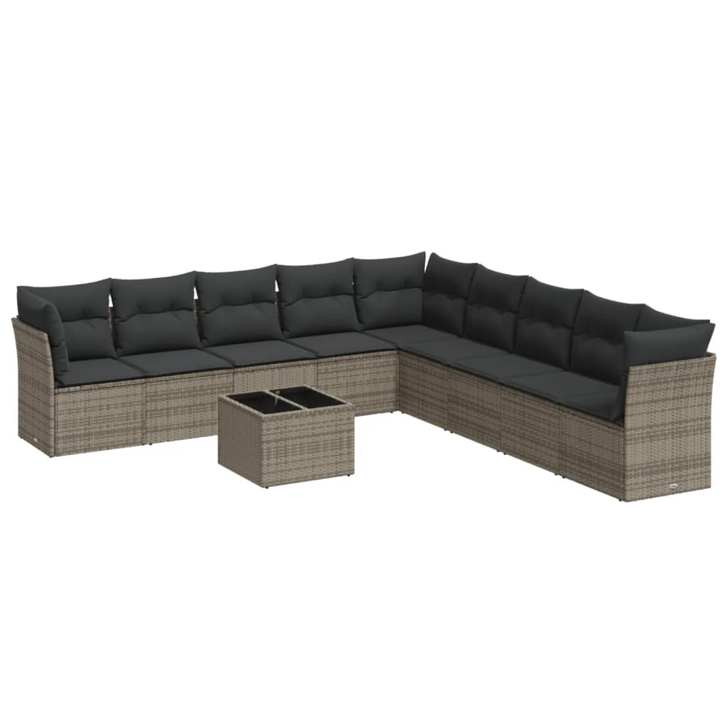8721012963917_a_en_hd_1 vidaXL 10 Piece Garden Sofa Set with Cushions Grey Poly Rattan - Image 2