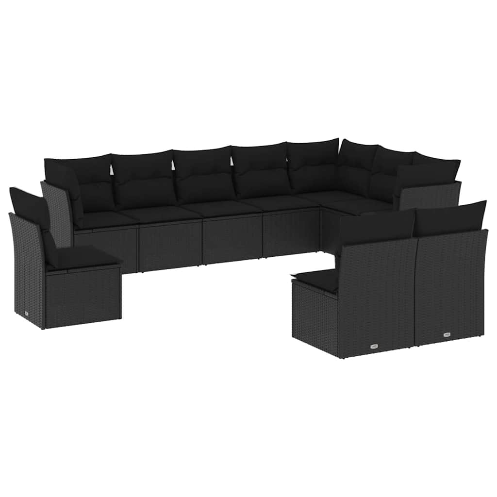 8721012963962_a_en_hd_1 vidaXL 10 Piece Garden Sofa Set with Cushions Black Poly Rattan - Image 2