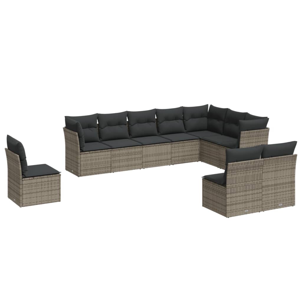 8721012964013_a_en_hd_1 vidaXL 10 Piece Garden Sofa Set with Cushions Grey Poly Rattan - Image 2
