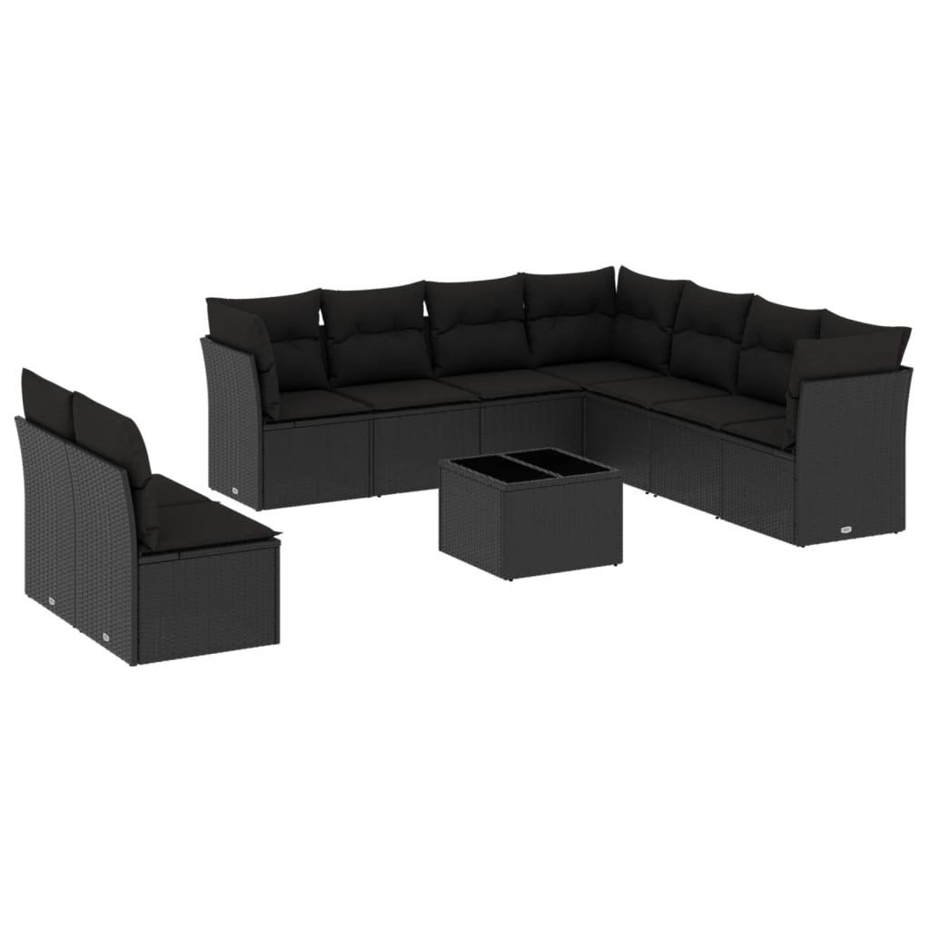 8721012964464_a_en_hd_1 vidaXL 10 Piece Garden Sofa Set with Cushions Black Poly Rattan - Image 2