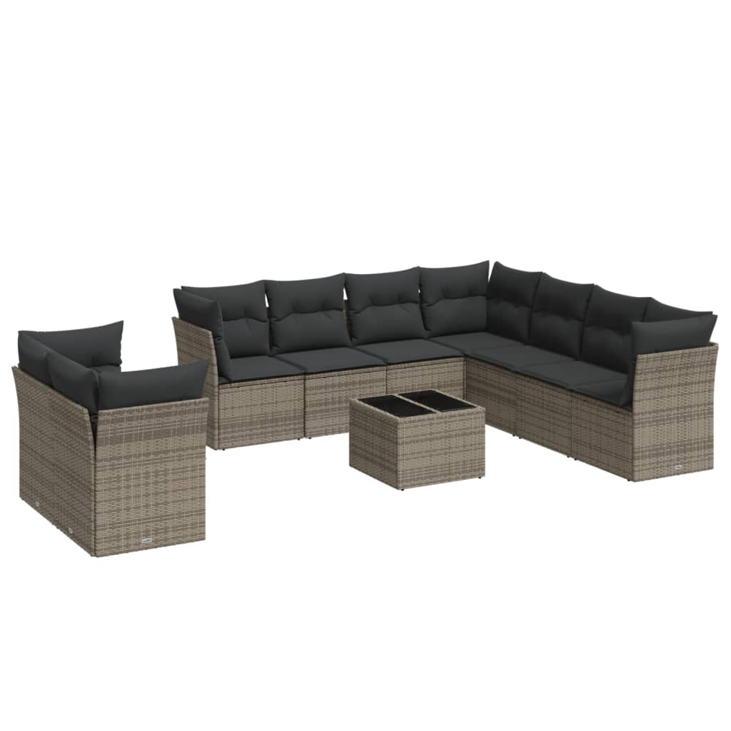 8721012964518_a_en_hd_1 vidaXL 10 Piece Garden Sofa Set with Cushions Grey Poly Rattan - Image 2