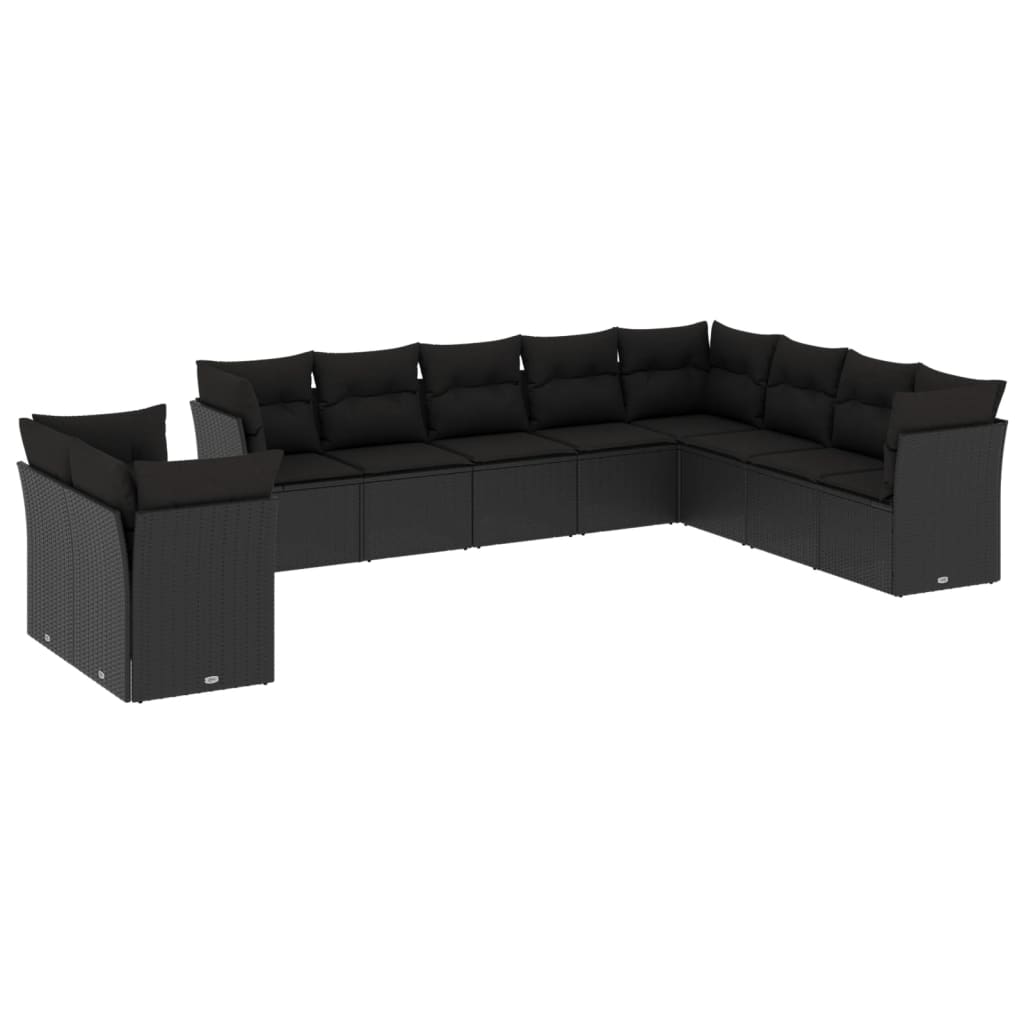 8721012964563_a_en_hd_1 vidaXL 10 Piece Garden Sofa Set with Cushions Black Poly Rattan - Image 2