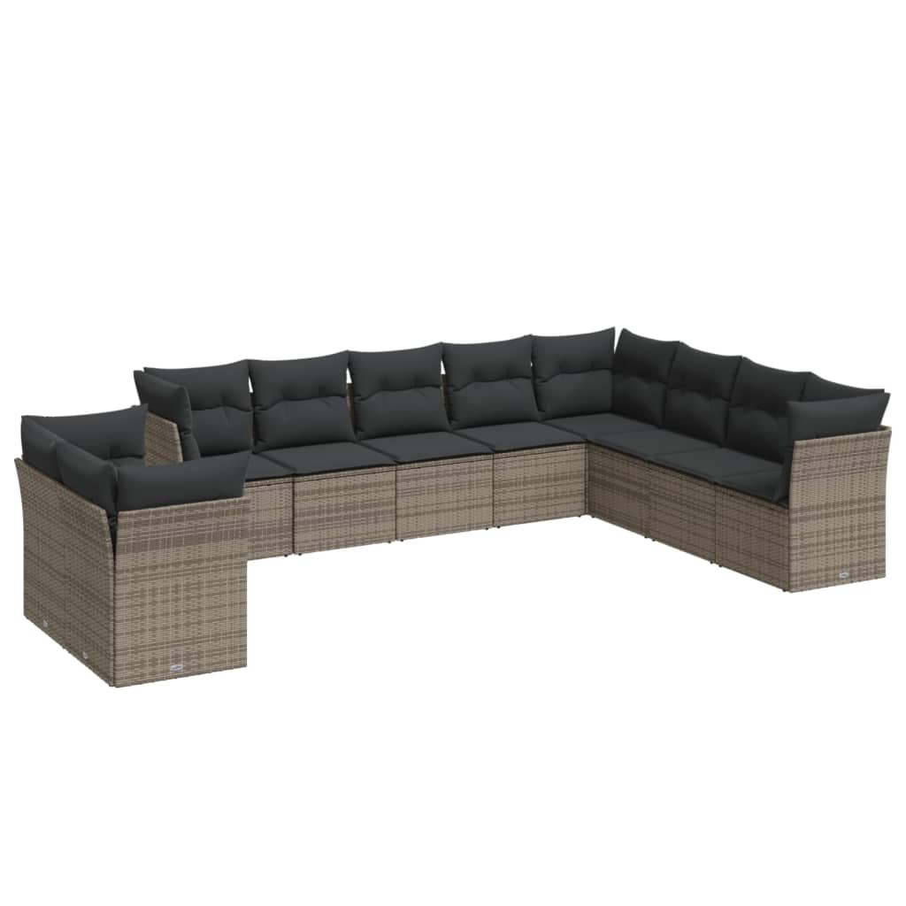 8721012964617_a_en_hd_1 vidaXL 10 Piece Garden Sofa Set with Cushions Grey Poly Rattan - Image 2
