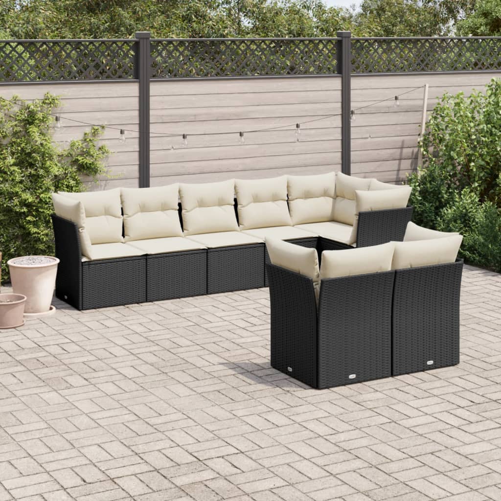 8721012965072_m_en_hd_1 vidaXL 8 Piece Garden Sofa Set with Cushions Black Poly Rattan - Image 1