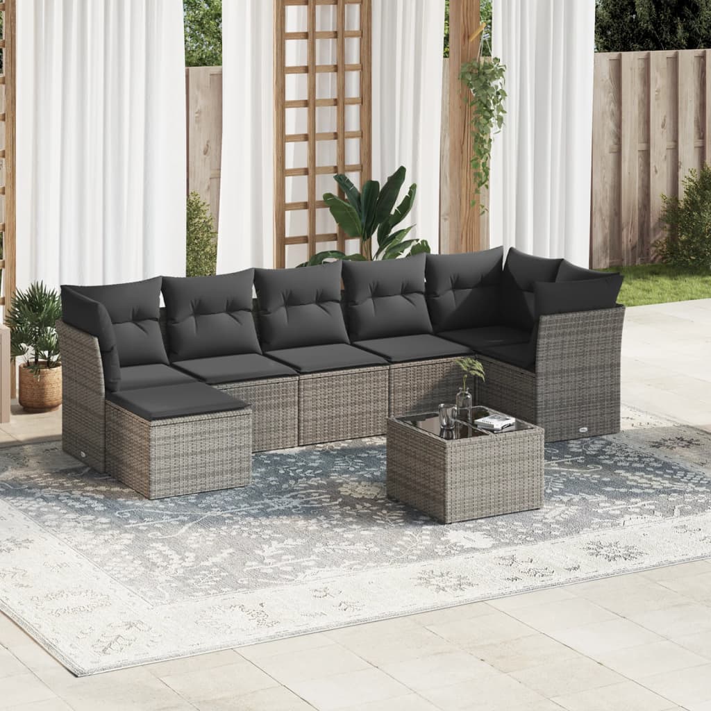 8721012965812_m_en_hd_1 vidaXL 8 Piece Garden Sofa Set with Cushions Grey Poly Rattan - Image 1